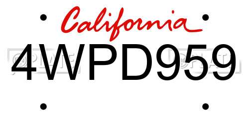 4WPD959 California License Plate