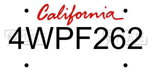 4WPF262 California License Plate