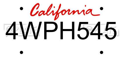 4WPH545 California License Plate