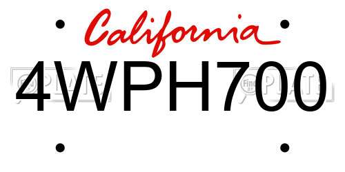 4WPH700 California License Plate
