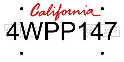 4WPP147 California License Plate