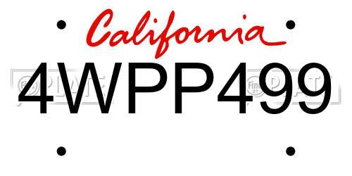 4WPP499 California License Plate
