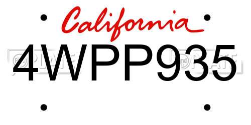 4WPP935 California License Plate