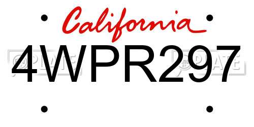 4WPR297 California License Plate
