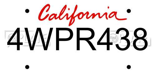 4WPR438 California License Plate