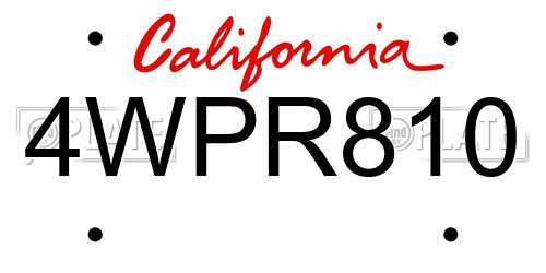 4WPR810 California License Plate