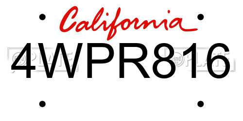 4WPR816 California License Plate