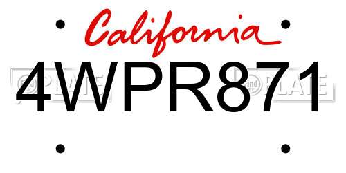 4WPR871 California License Plate
