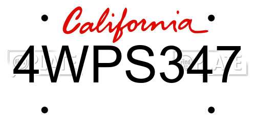 4WPS347 California License Plate