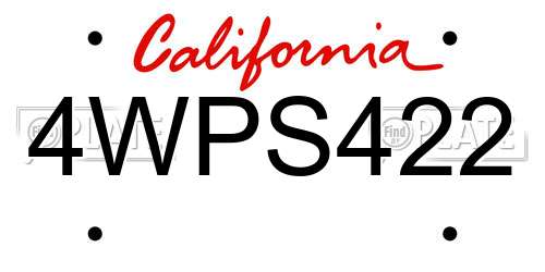 4WPS422 California License Plate