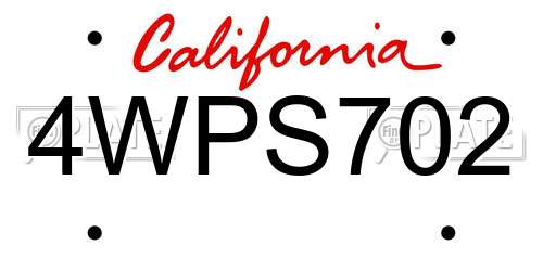 4WPS702 California License Plate
