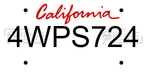 4WPS724 California License Plate