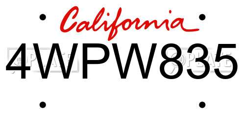 4WPW835 California License Plate