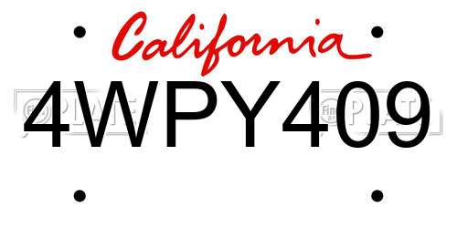 4WPY409 California License Plate