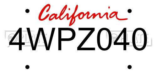 4WPZ040 California License Plate