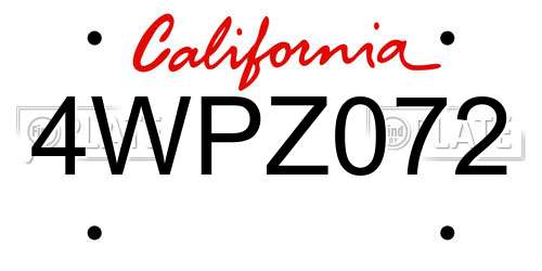 4WPZ072 California License Plate