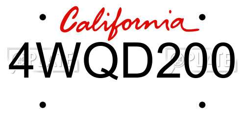 4WQD200 California License Plate