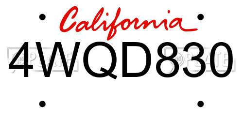 4WQD830 California License Plate