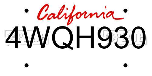 4WQH930 California License Plate