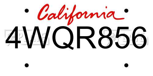 4WQR856 California License Plate
