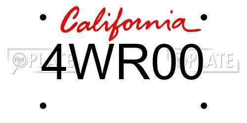 4WR00 California License Plate