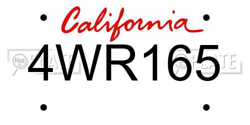 4WR165 California License Plate