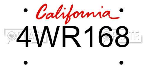 4WR168 California License Plate