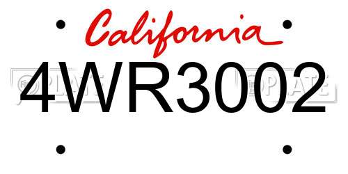 4WR3002 California License Plate