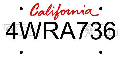 4WRA736 California License Plate