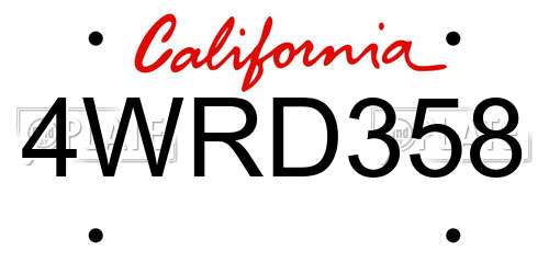 4WRD358 California License Plate