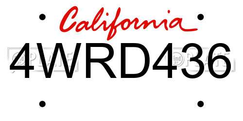 4WRD436 California License Plate