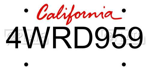 4WRD959 California License Plate