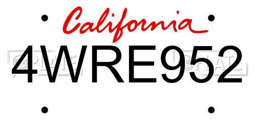 4WRE952 California License Plate