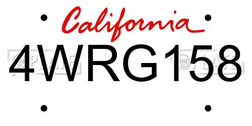 4WRG158 California License Plate