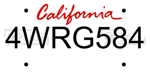 4WRG584 California License Plate