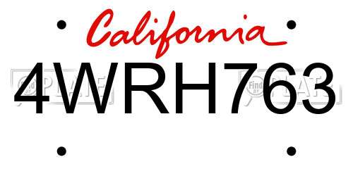 4WRH763 California License Plate