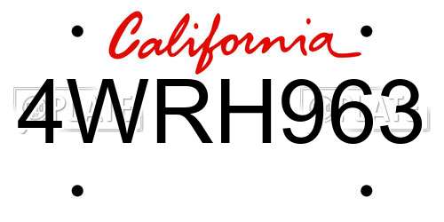 4WRH963 California License Plate