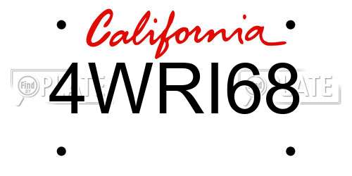 4WRI68 California License Plate