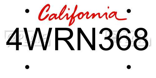 4WRN368 California License Plate
