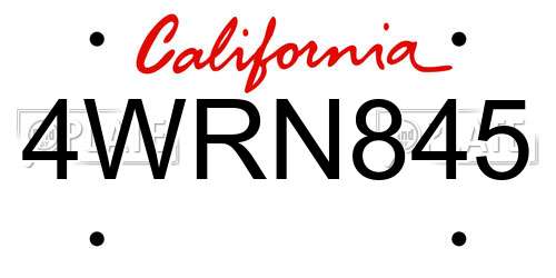 4WRN845 California License Plate