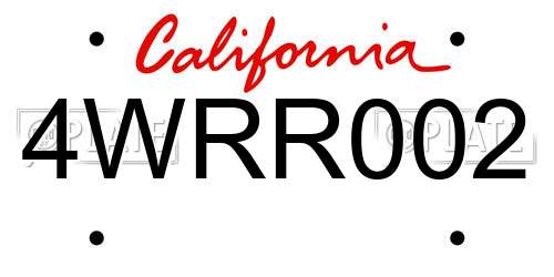 4WRR002 California License Plate