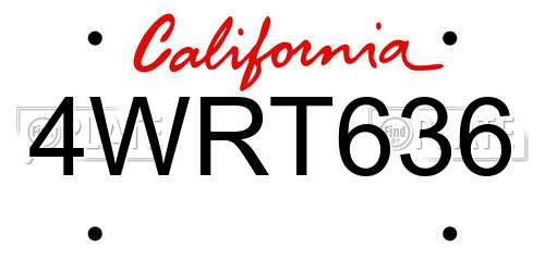 4WRT636 California License Plate