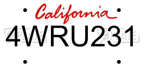4WRU231 California License Plate