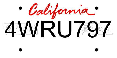 4WRU797 California License Plate