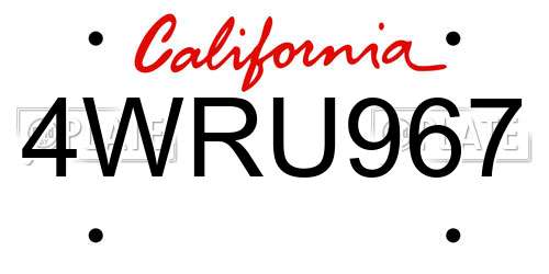 4WRU967 California License Plate