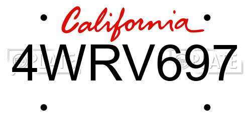 4WRV697 California License Plate