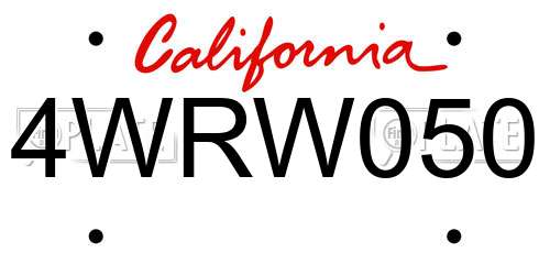 4WRW050 California License Plate