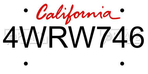 4WRW746 California License Plate