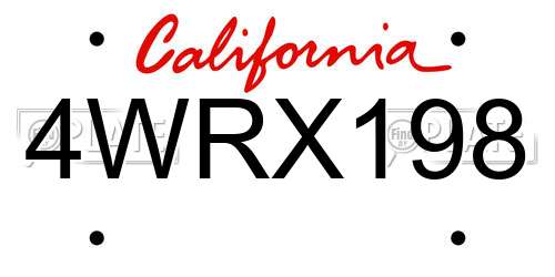4WRX198 California License Plate