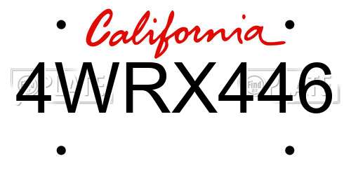 4WRX446 California License Plate